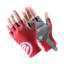 Biking Half Finger Gloves Shock Absorption Design-Red XL