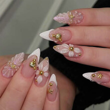 French Look Press On Artificial Nail With Accents Perfect For