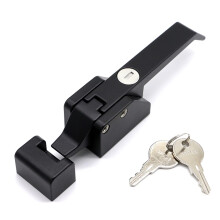 Cabinet Lock Handle Black Zinc Alloy Furniture Knob with Key for Freezer Oven Door Drawer