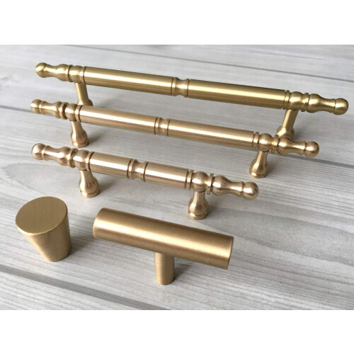 Solid Brass Cabinet Handles and Drawer Pulls, Polished Finish, Easy Install for Dresser or Kitchen 2