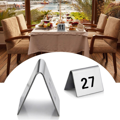 Stainless Steel Table Numbers 150 DoubleSided Stackable Tent Design for Restaurants and Cafes 2