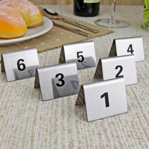Stainless Steel Table Numbers 150 DoubleSided Stackable Tent Design for Restaurants and Cafes 1