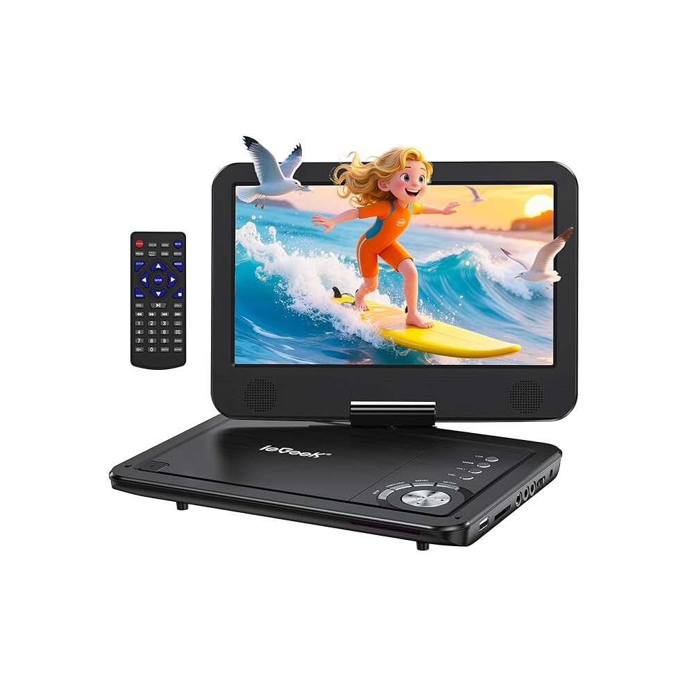 Iegeek 12.5" Portable Dvd Player With 10.5" Hd Swivel Screen, 5 Hrs Battery, Car Travel Dvd Players For Kids 000630910991