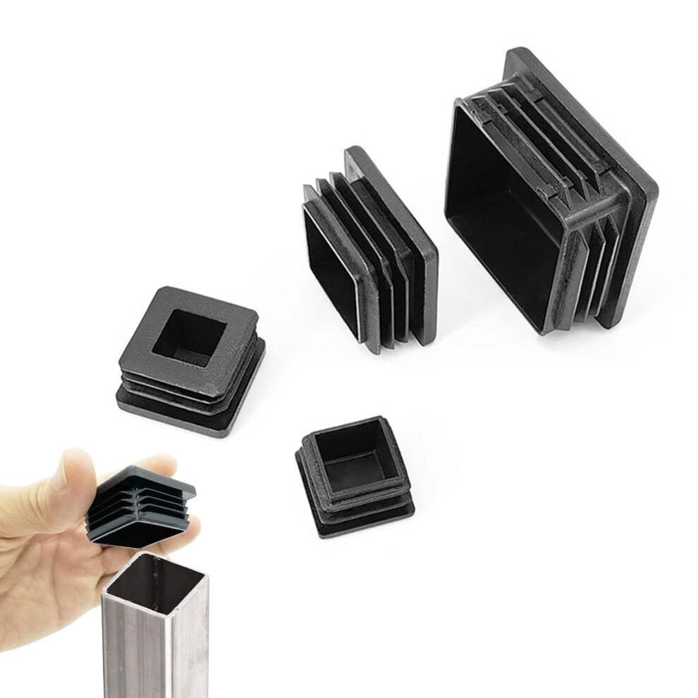 Square Tubing End Caps 23X23mm Black Plastic Tube Inserts For Furniture Legs And Fence Posts 8Pcs 9330225314981