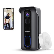 Wireless Video Doorbell Camera with Chime, 2K QHD, Motion Alerts, TwoWay Audio, Night Vision, Black