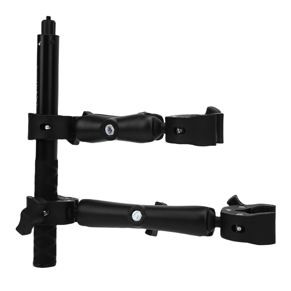 Motorcycle Dual Clamp Camera Mount Kit With Telescopic Aluminum Selfie Stick, 360 Rotation For Gopro Insta360 9330225315377