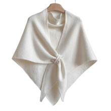 (White) Women Knitted Shawl Wrap Scarf Solid Color Comfortable Cardigan Cape Imitation Cashmere Shoulder Tops Sweater