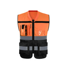 ANSI Class 2  Visibility Safety Vest for Men, Reflective Work Vest with Front Zipper and Pockets, Orange S