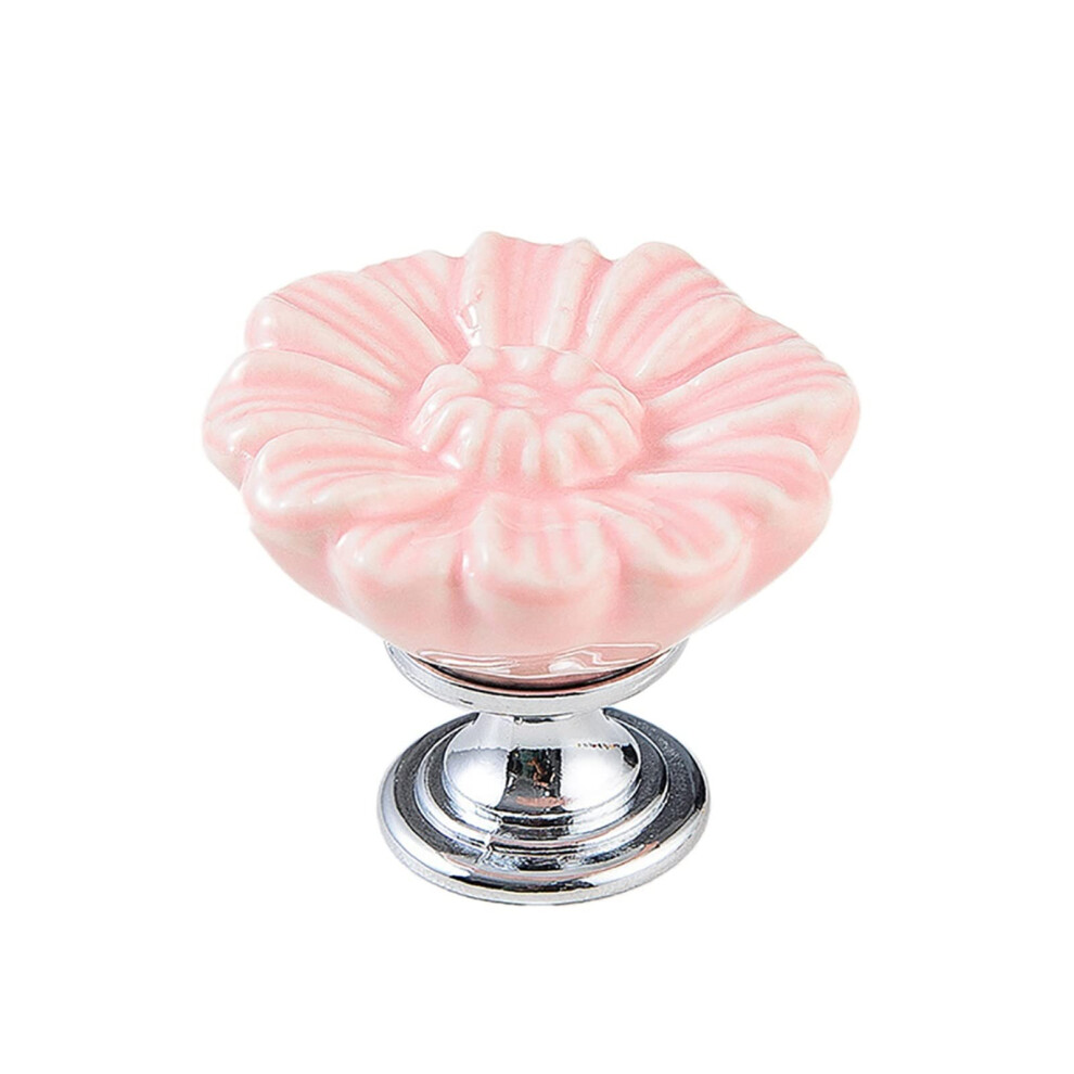 6Pcs Pink Ceramic Drawer Knobs With Bright Enamel Finish And Durable Zinc Alloy Base For Cabinets 9771547841883