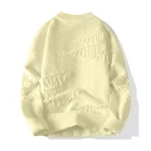 (M, Apricot) Men Winter Sweater Irregular Ripped Design Round Neck Knitted Loose Long Sleeves Thick Sport Daily