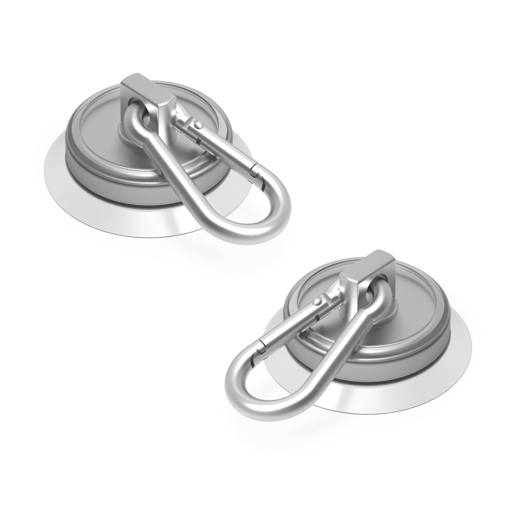 Neodymium Magnetic Hooks 80Lbs Heavyduty Hold With Stainless Steel Carabiner And Antislip Base 2 Pack 9771547841913