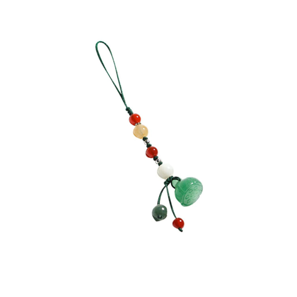 Vintage Chinese Jade Phone Lanyard With Delicate Gemstone Charm, Multipurpose Keychain Strap Green 9330225315544