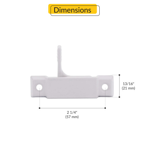 White Window Sash Lock 21/4 Inch Hole Spacing, Durable Low Profile Replacement Sweep Lock 1