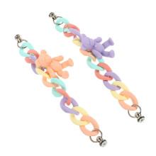 Phone Charm Strap with Cute Bear and Rainbow Beads, Acrylic Phone Wrist Strap Bracelet for Women