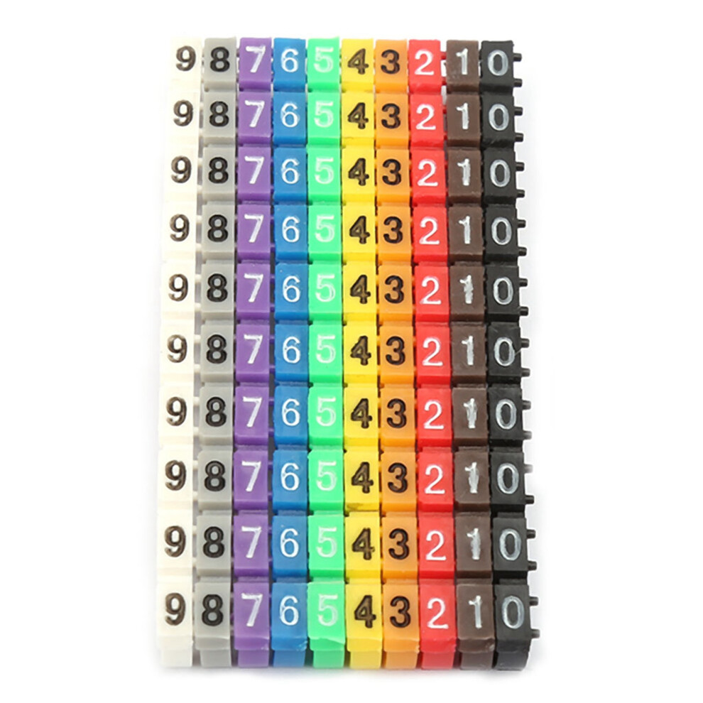 Colorful Digital Number Tube Wire Labels 2.5Mmâ² Cable Marker 100Pcs 7891393632403