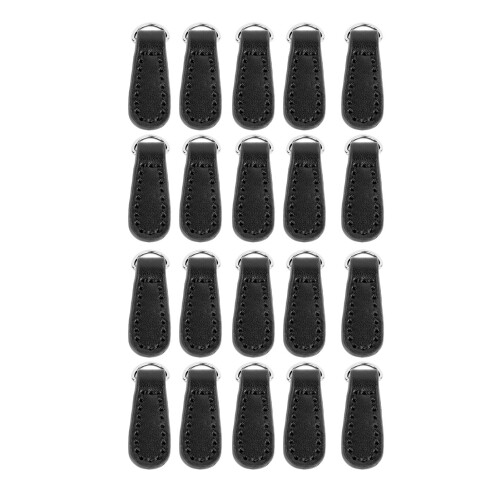 20pcs Genuine Leather Zipper Pulls, Black & Gold 1