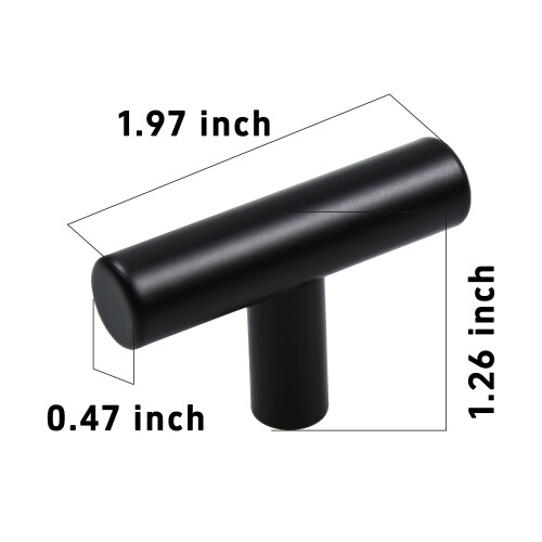 Matte Black Cabinet Handle Set, 304 Stainless Steel T‑Shaped Drawer Pulls, Rust‑Resistant Two‑Hole Design, 5 Pack 2