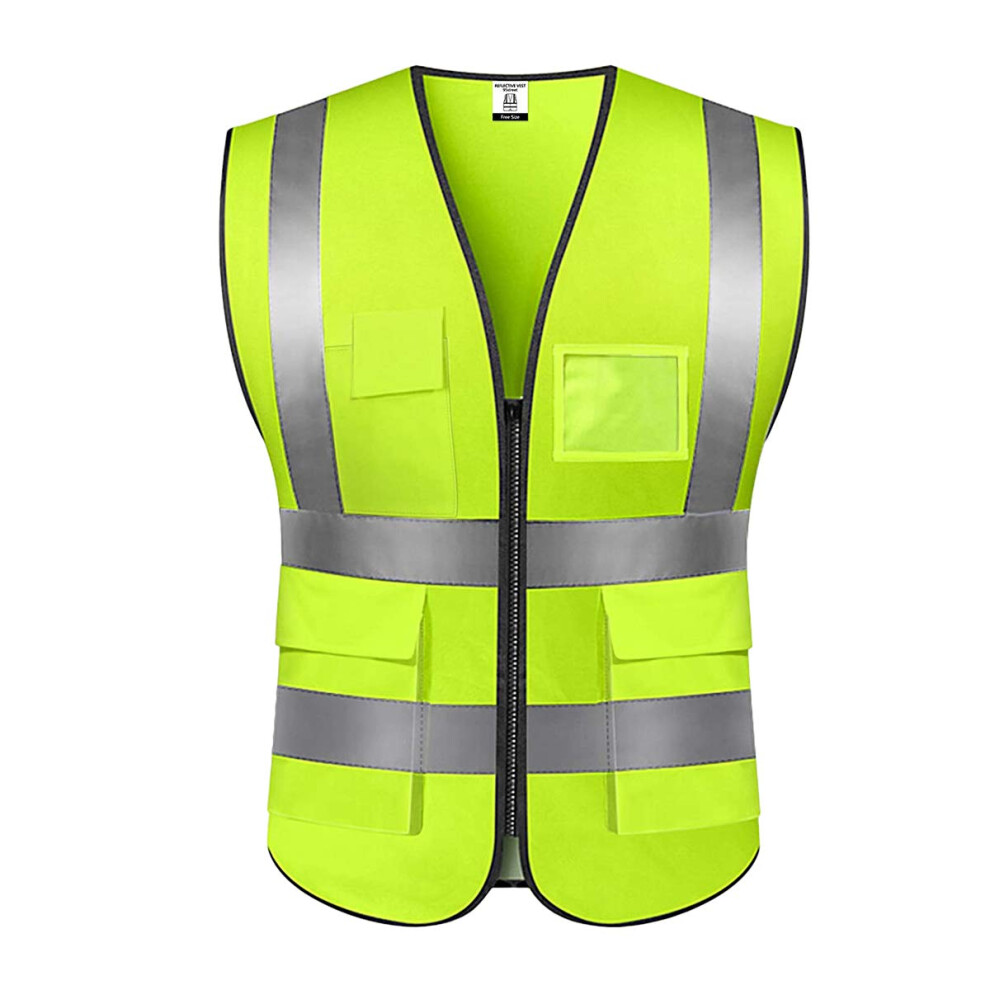 2Pcs Reflective Safety Vest Xxl Green Visibility Vest With 360 Reflective Strips Pockets And Id Holder 9771547842149