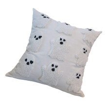 Housse de coussin en velours côtelé brodée-Petit fantôme 45x45cm