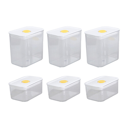Pack of 6 Stackable Airtight Plastic Clear Dry Food Storage