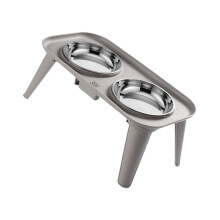 Bowl Raised Cats Feeder Stainless Dog Bowl Spill Proof -Gray S