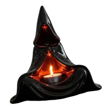 Statue de magicien détaillée en résine, bougeoir,-Noir