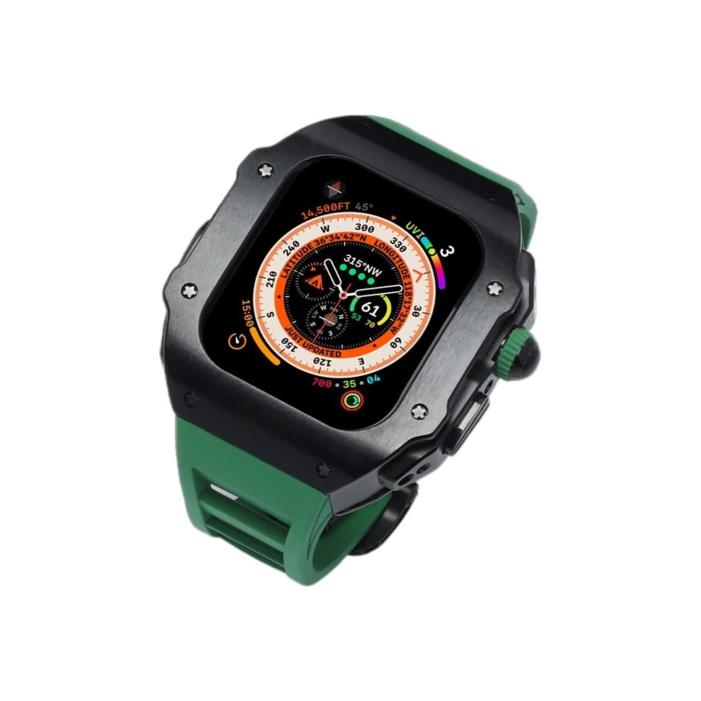 Band And Case For Apple Watch Ultra 49Mm, Stainless Steel Frame With Soft Fluororubber Strap, Full Edge Protection 9771547842194