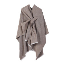 (Khaki) Cashmere Imitation Cloak Shawl Solid Color Windproof Soft Warm Ladies Shawl Jacket Women Autumn Winter Scarf Shawl