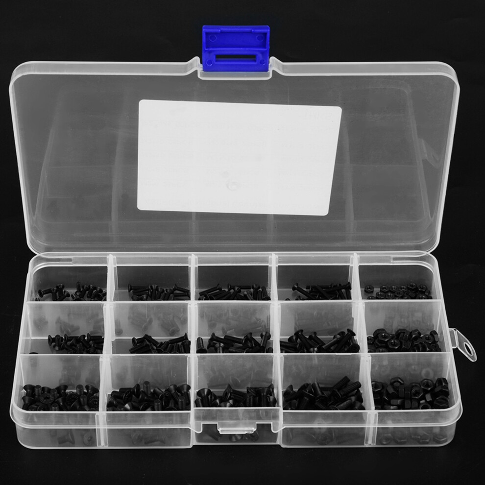 Black Carbon Steel Countersunk Hex Nuts M2 M2.5 M3 Fasteners 480Pcs Durable 9461393632932