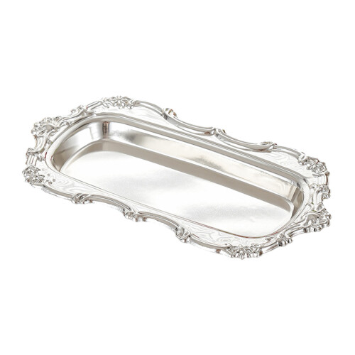 Decorative Nonslip Iron Serving Platter Multifunctional-Silver