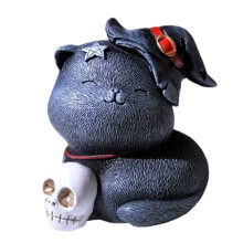 Resins Magics Cats Statue Halloweens Themed Shelf Desktop-B