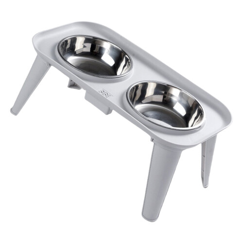 Neck Friendly Raised Dog Feeder With  Stainless-White L