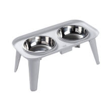 Neck Relief Elevated Dog Foods Water Bowls Stainless -White S