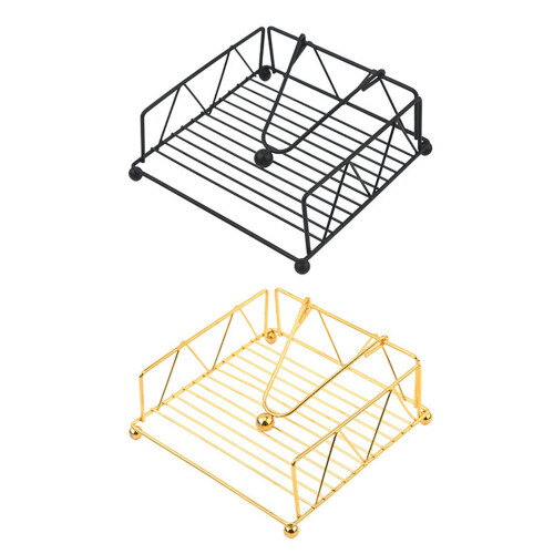Iron Square Napkin Rack Modern Kitchen Counter Storage-Black 2