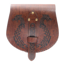 Medieval Belt Pouch Brown PU Leather Knight Cosplay Bag with Authentic Design and Adjustable Waist Fit