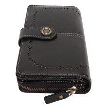 RFID Blocking Leather Wallet Black 19.3x11x3.7cm