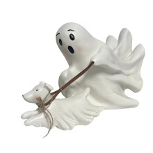 Statue créative d'Halloween en résine de chien-Blanc