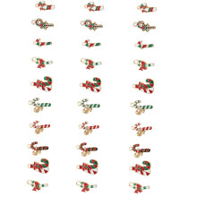 30/50Pcs Metallic Christmas Candy Cane Charm Jewelry-30
