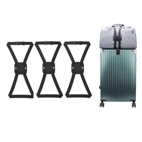 Adjustable Luggage Strap for Suitcases and Carry On,  Elastic Secure Bag Connection, 3 Pack Black