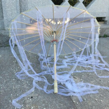 Handcrafted White Japanese Silk Umbrella for Princess Cosplay and Wedding Photo Prop
