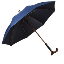 Full Automatic Walking Cane Umbrella for Seniors with Windproof Fiber Ribs, Lightweight Durable Frame, Navy Blue