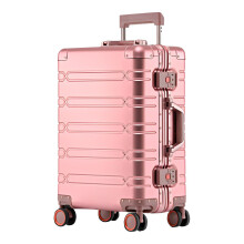 Hard Shell Carry On Luggage 20 Inch Aluminum Alloy Suitcase with 360 Spinner Wheels TSA Lock Rose Gold