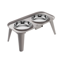 Plats surélevés pour chiens, bols en acier inoxydable-Gris S