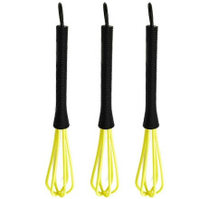(yellow)3pcs Plastic Salon Barber Hairdressing Hair Color Dye Cream Kitchen Balloon Whisk Mixer Stirrer Tools