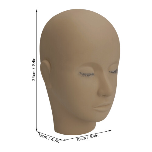 Eyelash Extension Practice Dummy Head 3 Layer Silicone Doll Black Coffee Shade 1