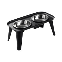 Bol surélevé pour chien, bol en acier inoxydable, adapté-Noir S