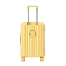 ABS Luggage Set with USB Port and Cup Holder, 3 Pcs Spinner Wheel Suitcase Yellow Hard Shell for Travel