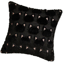 Halloween Plush Throw Pillow Cover Black-Pink ears 450*450mm