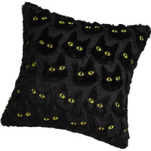 Taie d'oreiller touffetée de chats noirs,-Yeux jaunes 450*450mm