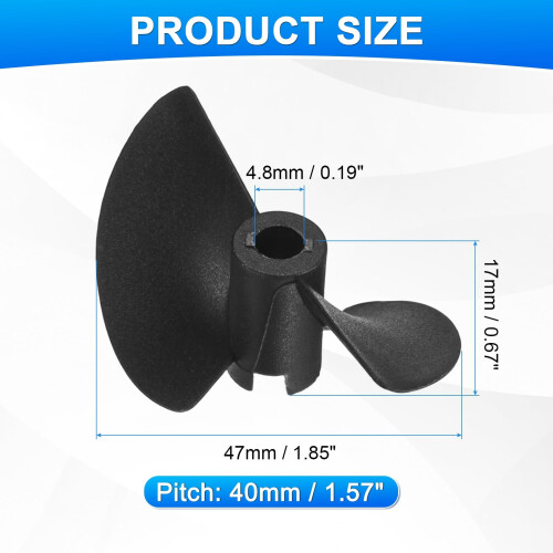 2pcs 47mm RC Boat Propeller 4.8mm Shaft Clockwise 2 Blade Nylon Racing Prop with Efficient Thrust Conversion 1